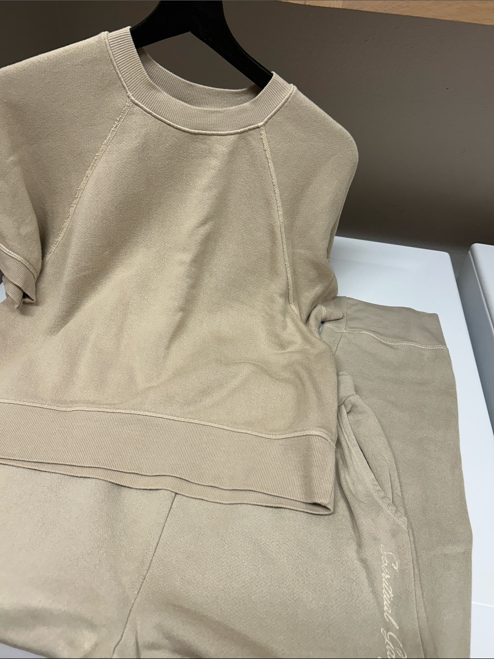 Spiritual Gangster Beige Cozy Track Pants & Sweatshirt Set